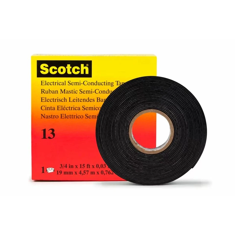 3M™ Scotch® 13 Black Semi-Conducting Tape | 30 Mil, Electrically Conductive EPR Tape For Cable & Splicing